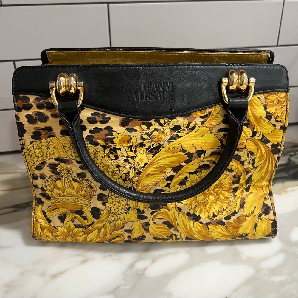 Versace leopard print baroque vintage purse bag
